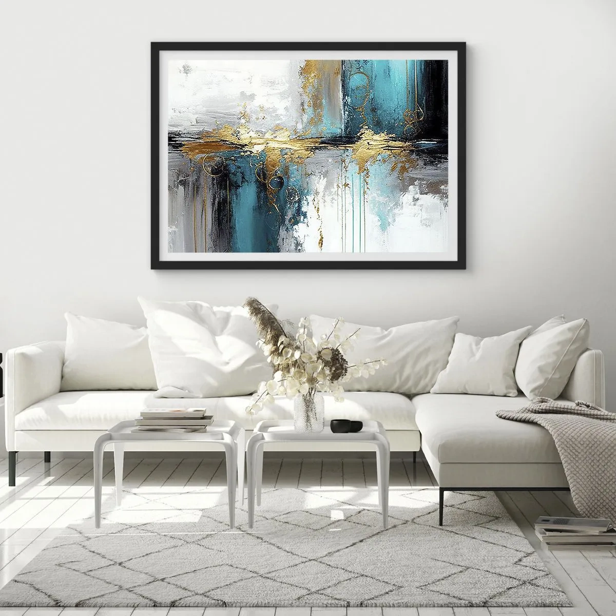 Plakat i sort ramme - Alting flyder - 100x70 cm