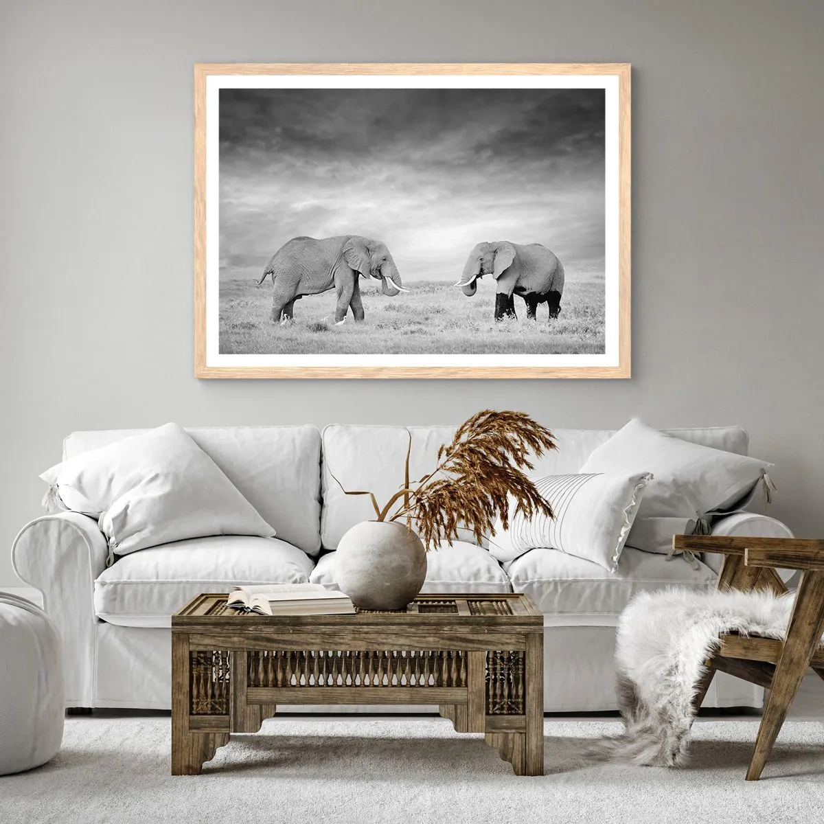 Plakat i ramme af lyst egetræ - Gråt er smukt - 70x50 cm