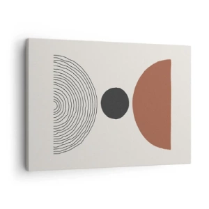 Lærredstryk - Billede på lærred - Abstrakte geometriske figurer i varme farver - 70x50cm - I rampelyset - Moderne vægdekoration til stue og soveværelse ARTTOR