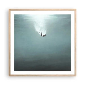 Plakat i ramme af lyst egetræ - I havets favntag - 60x60 cm