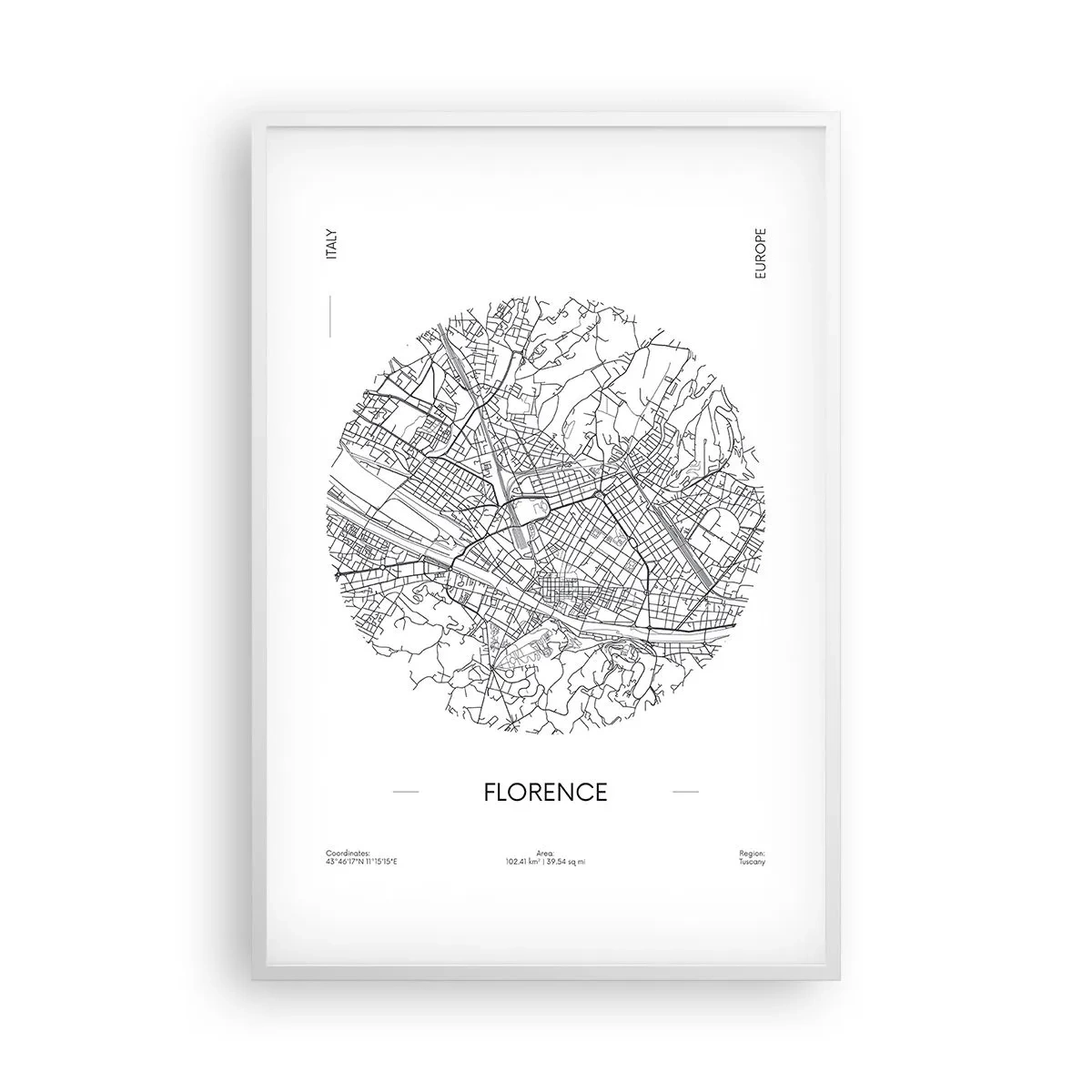 Plakat i hvid ramme - Anatomi af Firenze - 61x91 cm