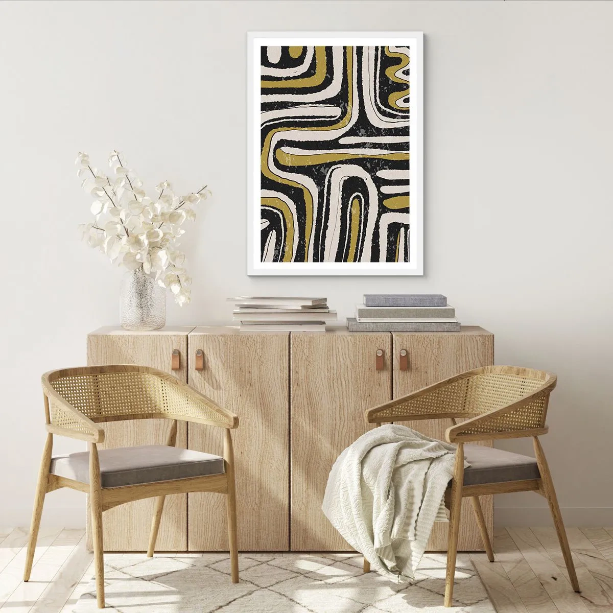 Plakat i hvid ramme - Komposition: stier og gyder - 50x70 cm