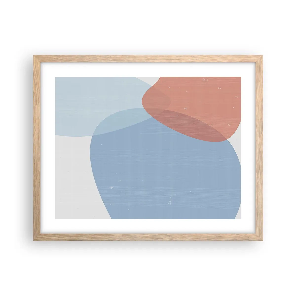 Plakat i ramme af lyst egetræ - Pastelfarvede relationer - 50x40 cm