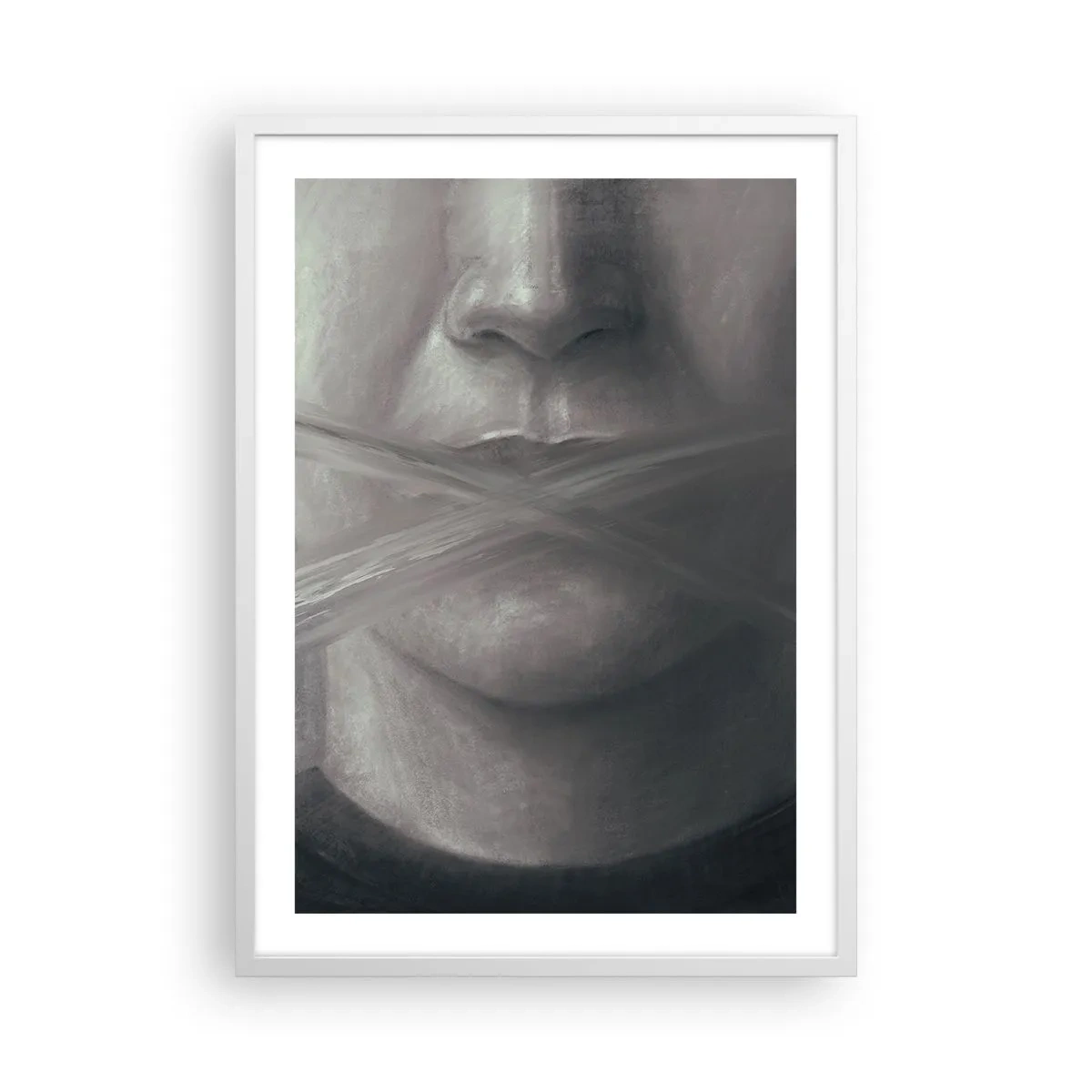 Plakat i hvid ramme - Ikke et ord - 50x70 cm
