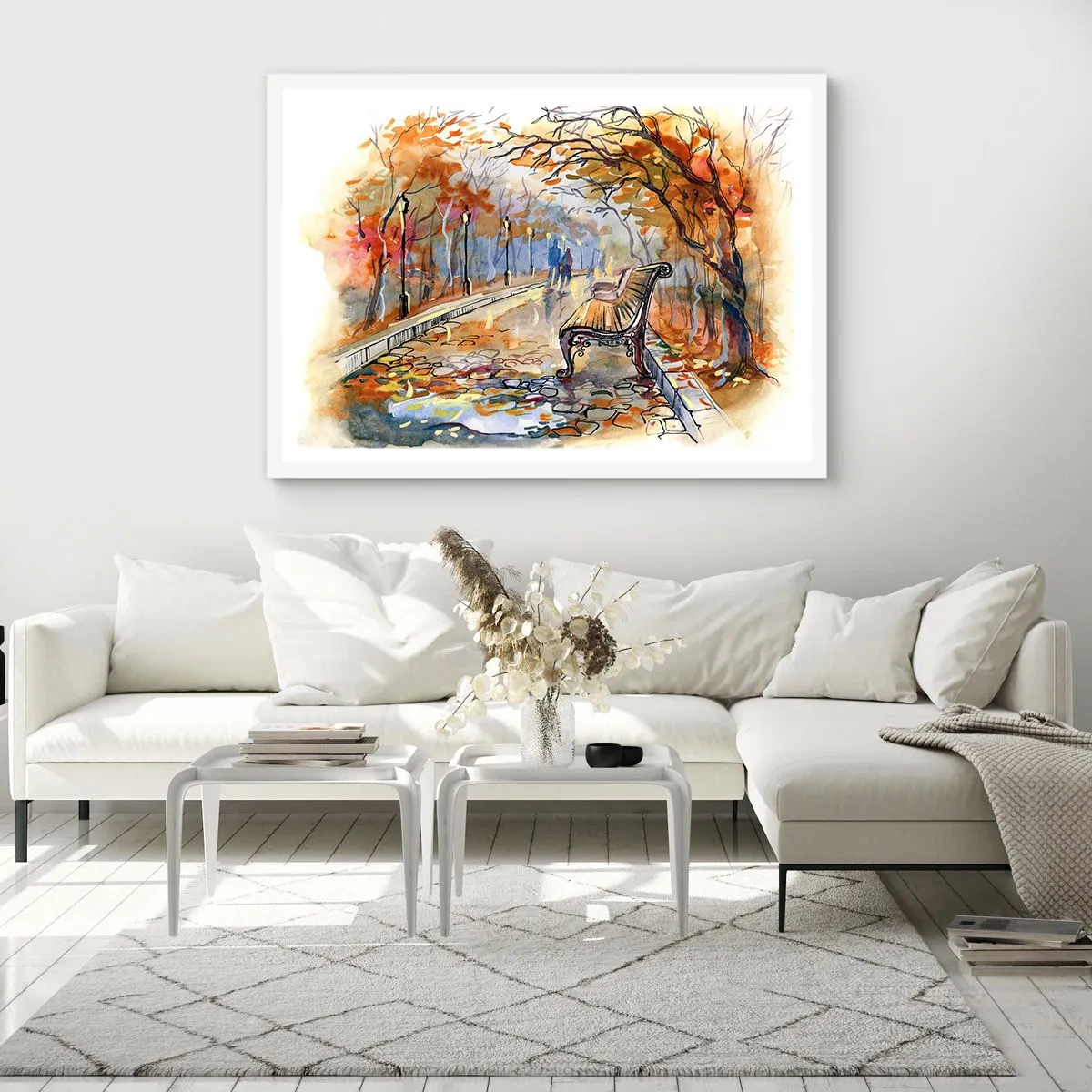 Plakat i hvid ramme - Gå sammen ind i efteråret - 40x30 cm