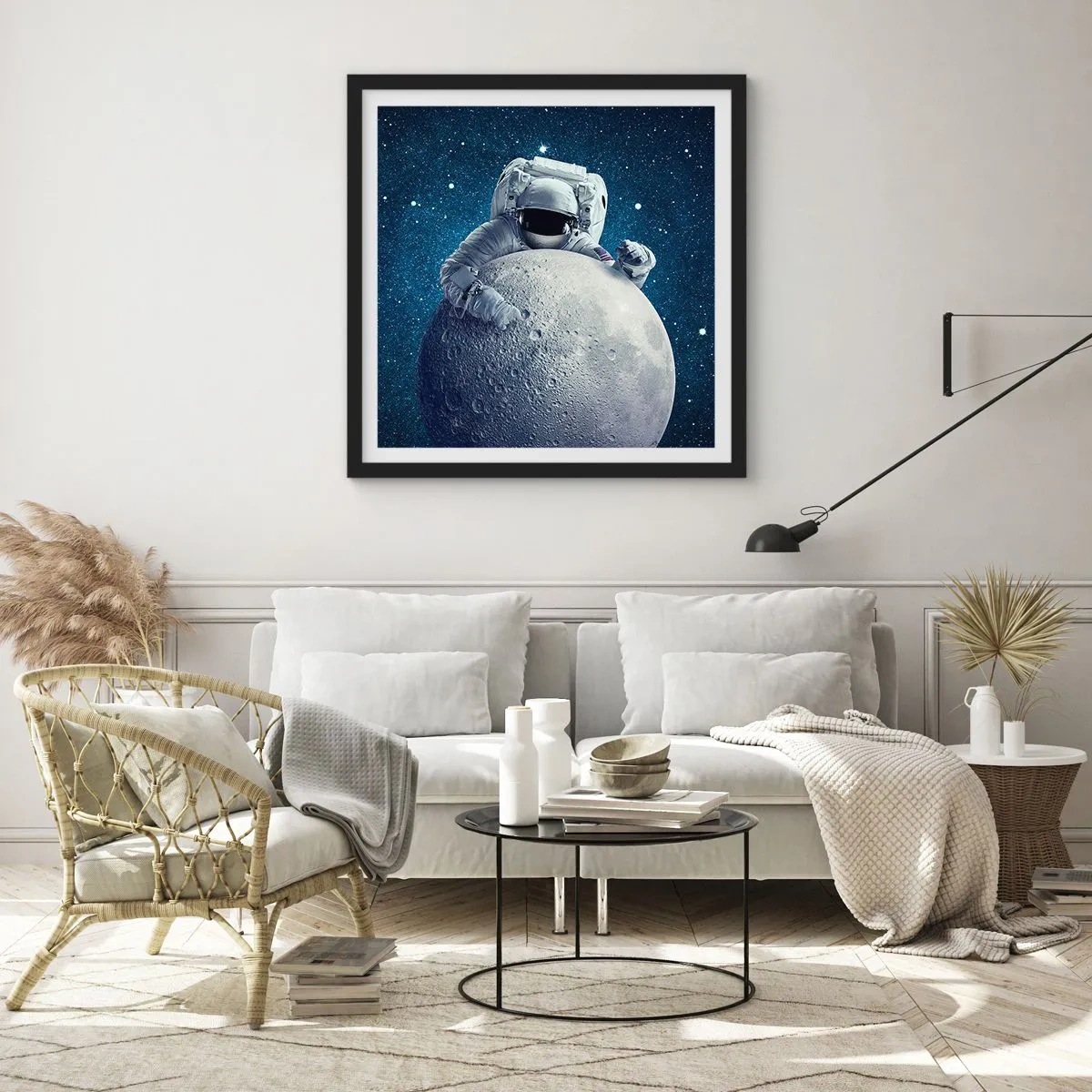 Plakat i sort ramme - Kosmisk spøgefugl - 40x40 cm