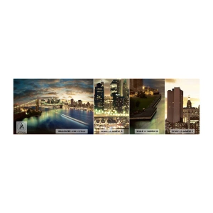 Fototapet Prøve Standard Eco - En oplyst aften over Manhattan - By, Bro, New York - 100x30 cm