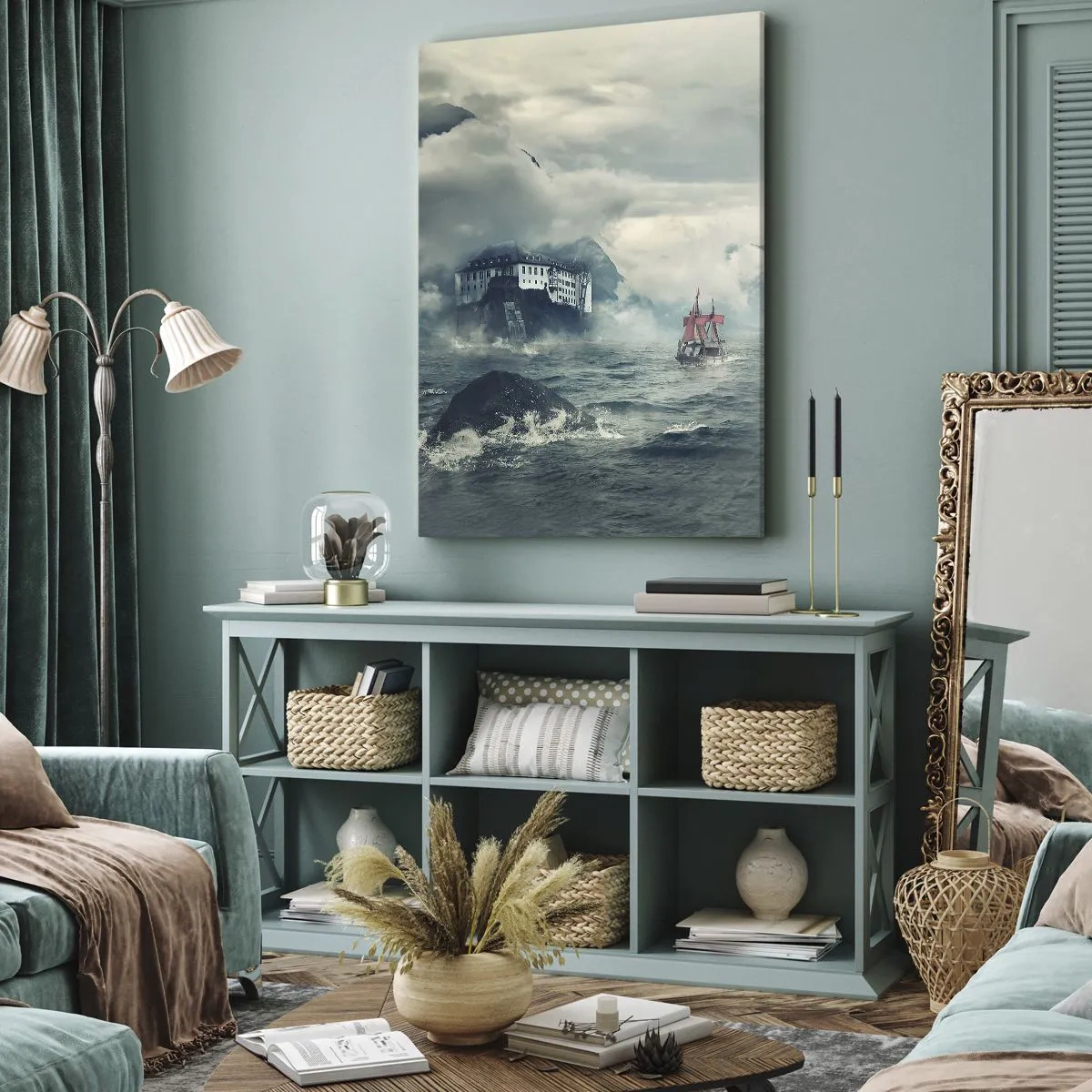 Lærredstryk - Billede på lærred - På magiske vande - 45x80 cm