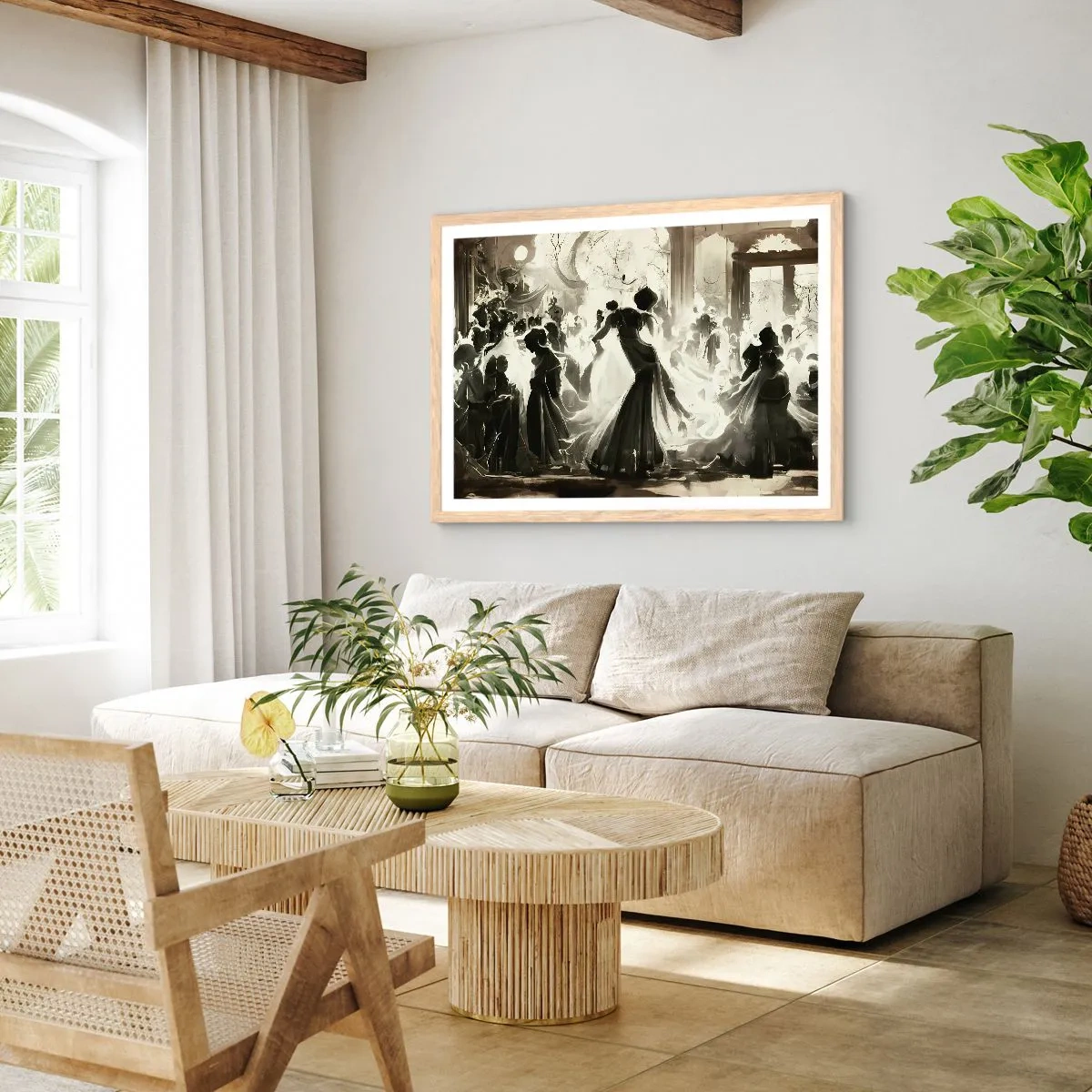 Plakat i ramme af lyst egetræ - Den store maskerade - 91x61 cm