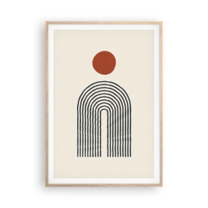 Plakat i ramme af lyst egetræ - Magnetisme af former og farver - 70x100 cm