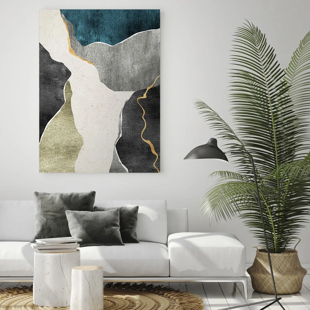 Billede på glas - Mosaikkomposition med en streng af guld - 70x100 cm