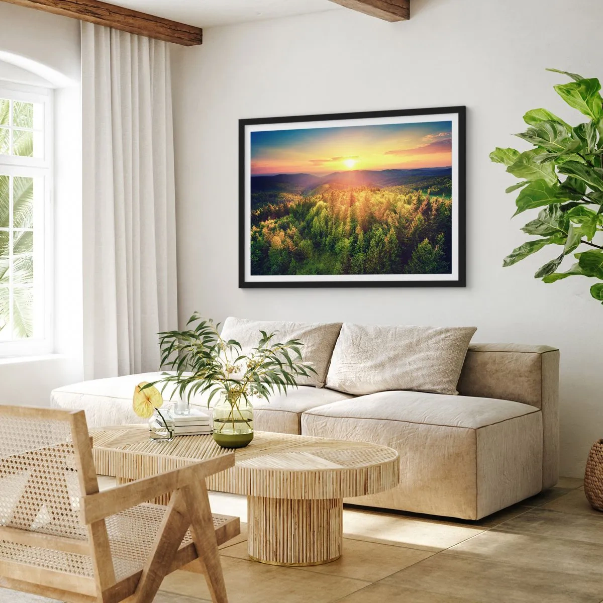 Plakat i sort ramme - Toppe og bjergtoppe - 50x40 cm