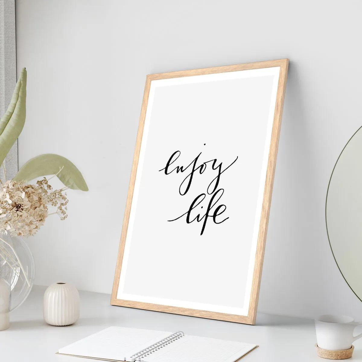 Plakat i ramme af lyst egetræ - Intet at tilføje… - 70x100 cm