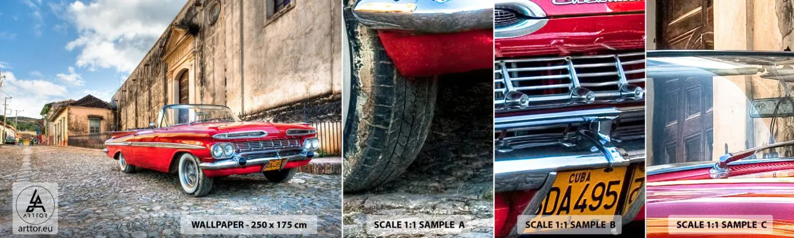 Fototapet Prøve Standard Eco - Cubanske følelser - Automotive, Bil, Cuba - 100x30 cm