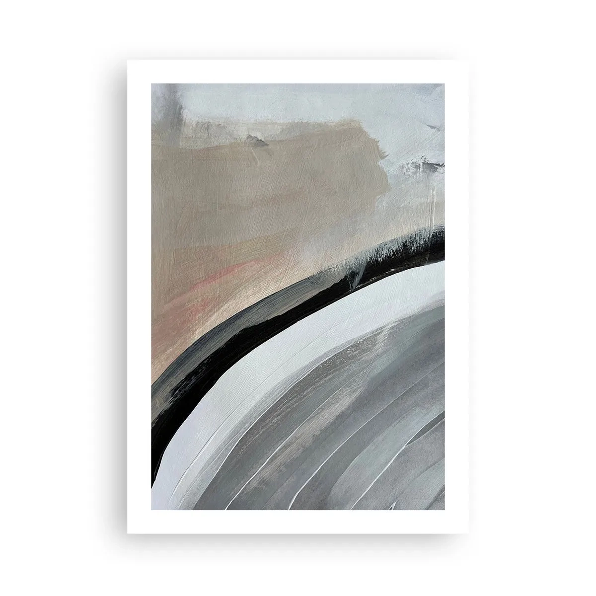 Plakat - Komposition: en bue af sort og gråt - 50x70 cm