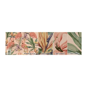 Prøve Fototapet Premium Sand - Lyserød blomstret ballet - Fugl, Flamingo, Jungle - 100x30 cm