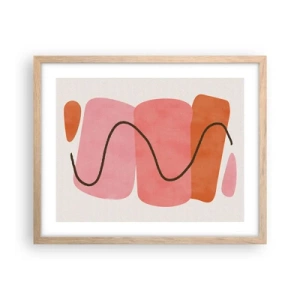 Plakat i ramme af lyst egetræ - Formernes blide bevægelse - 50x40 cm
