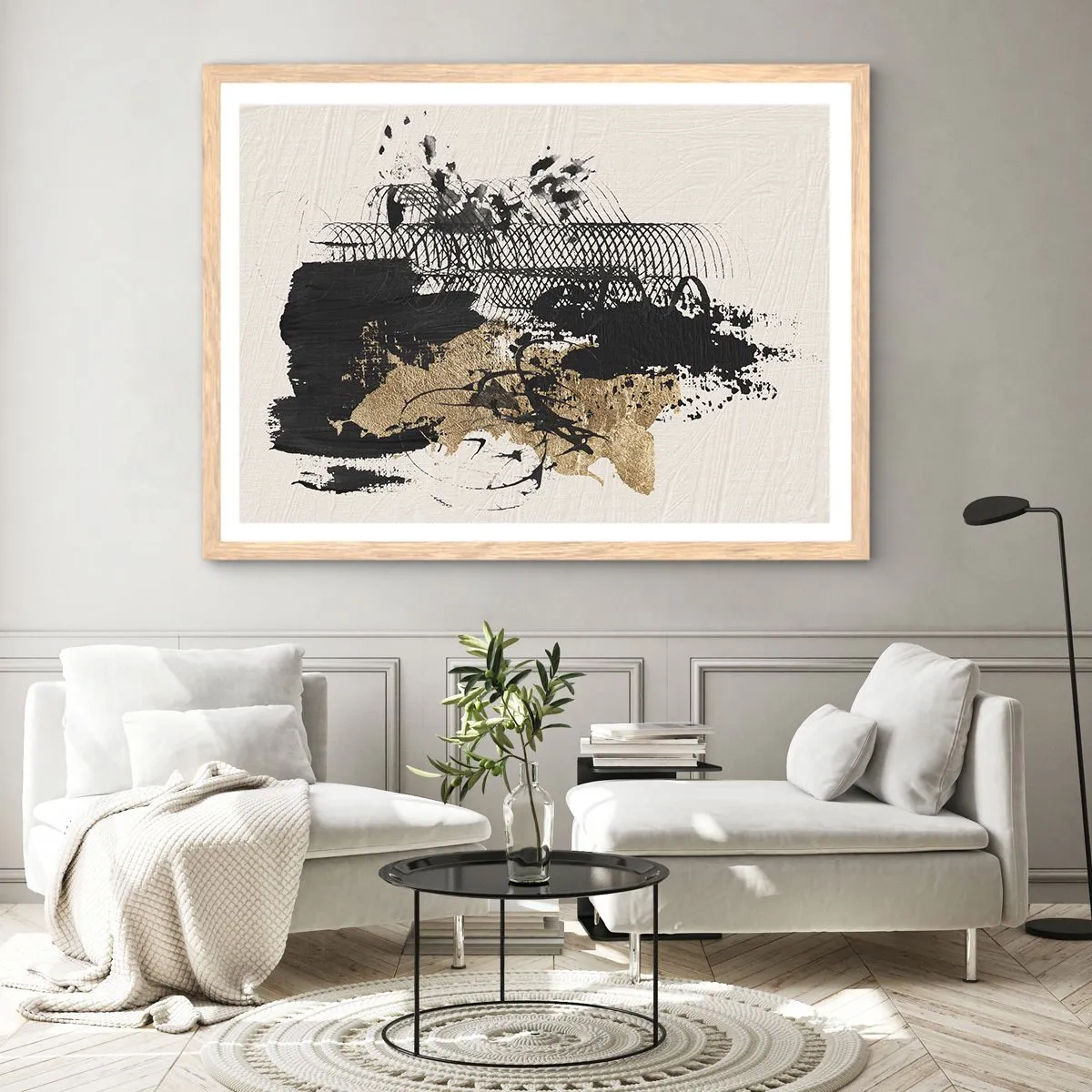 Plakat i ramme af lyst egetræ - Komposition med lidenskab - 40x30 cm