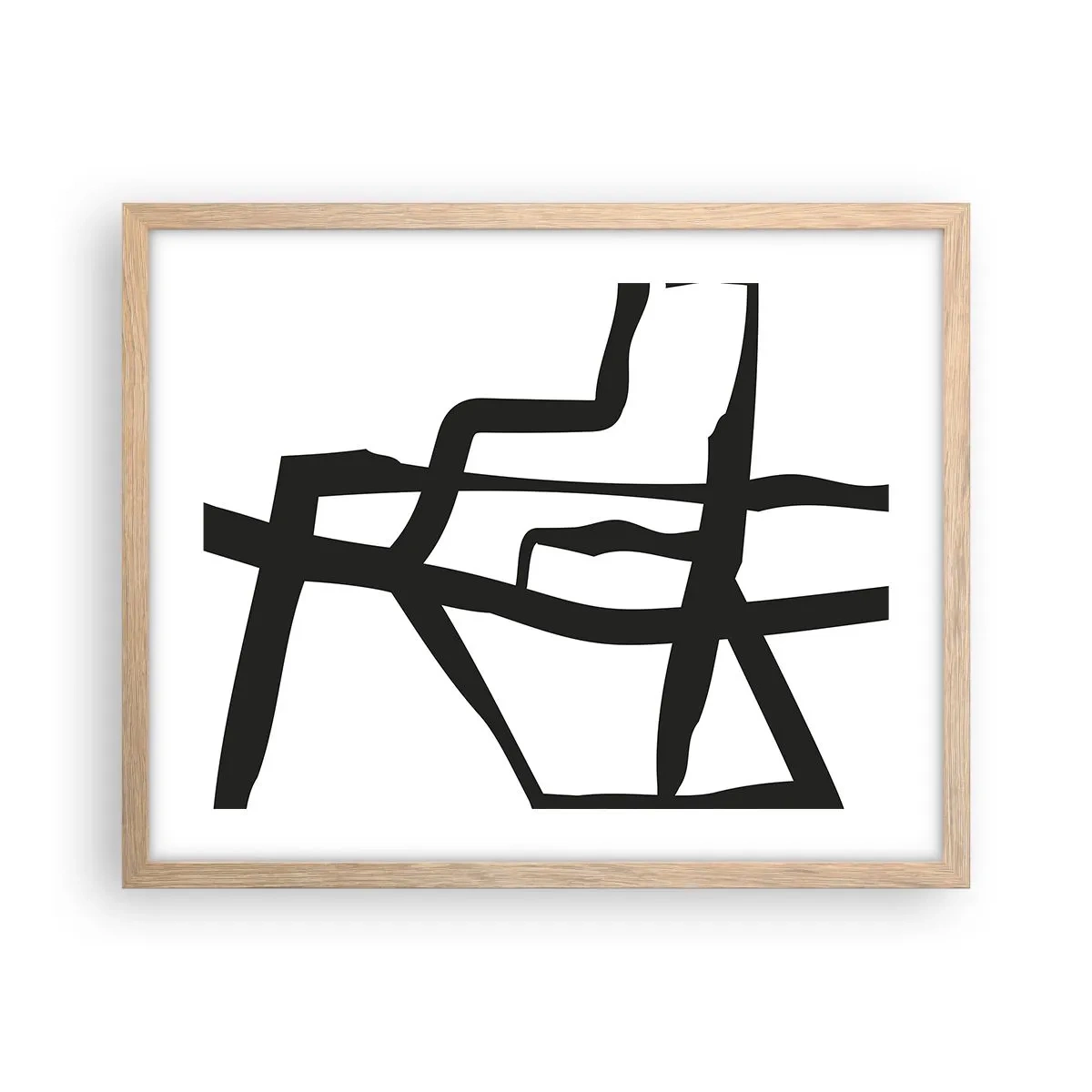 Plakat i ramme af lyst egetræ - Sort og hvid konstruktion - 50x40 cm