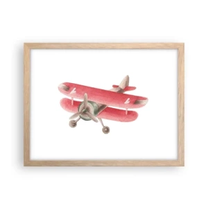 Plakat i ramme af lyst egetræ - Klar til at flyve højt - 40x30 cm