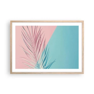 Plakat i ramme af lyst egetræ - Tropisk indtryk - 70x50 cm