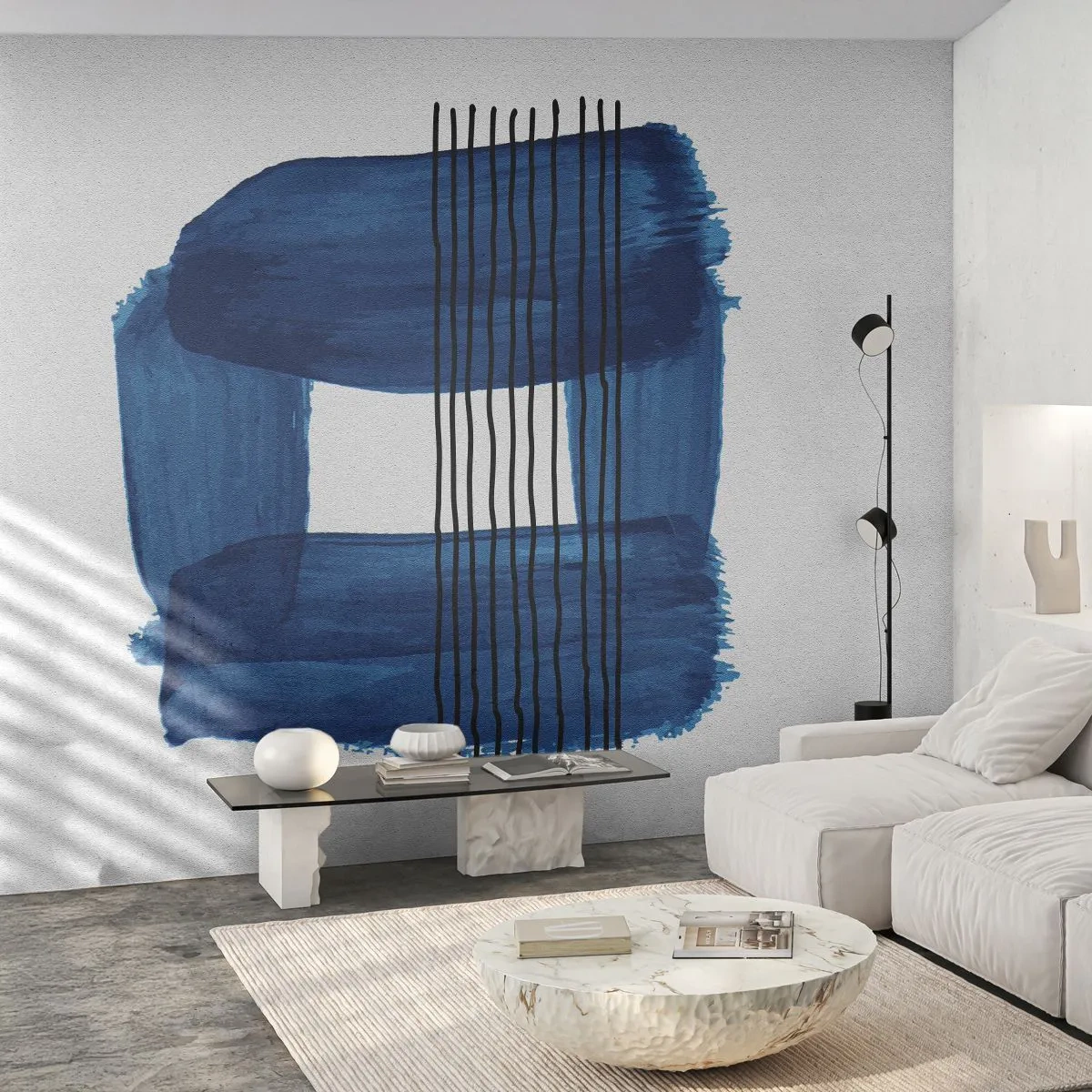Fototapet Standard Eco - Blå-sort sammensætning - Abstraktion, Stykke, Moderne kunst - 200x140 cm