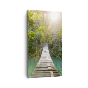 Lærredstryk - Billede på lærred - Over det azurblå vand til den azurblå skov - 45x80 cm