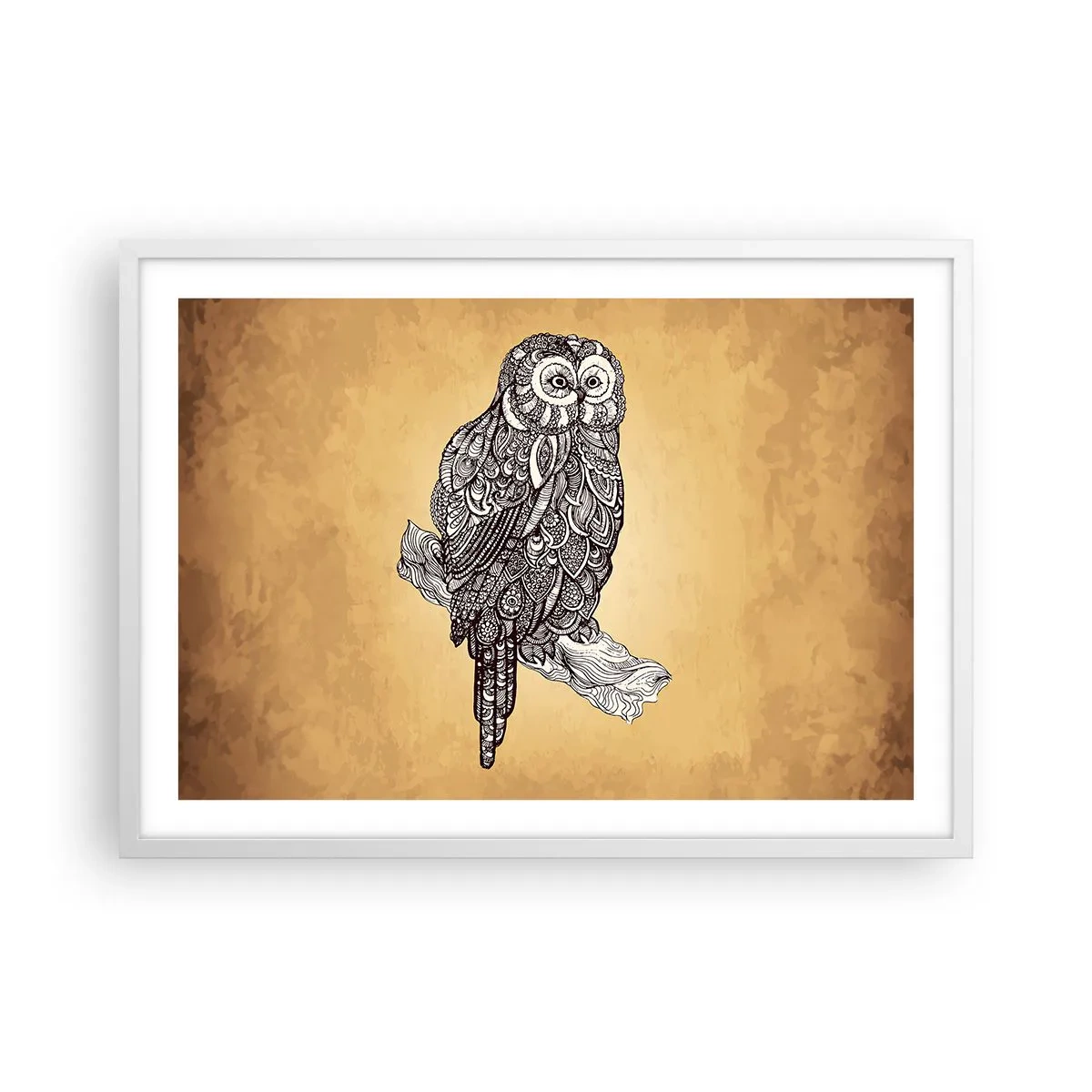 Plakat i hvid ramme - Indviklede ornamenter af visdom - 70x50 cm