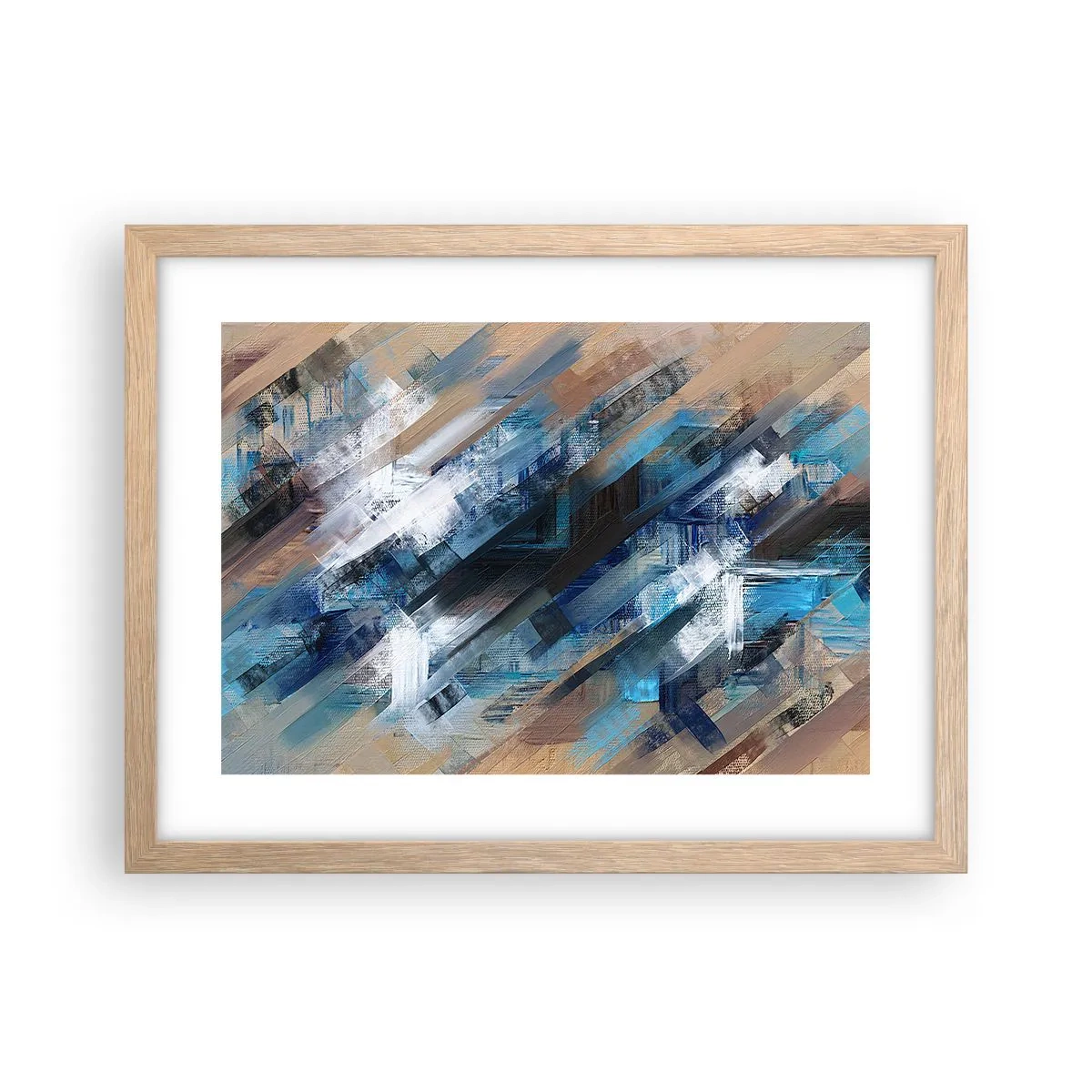 Plakat i ramme af lyst egetræ - På en blå skråning - 40x30 cm