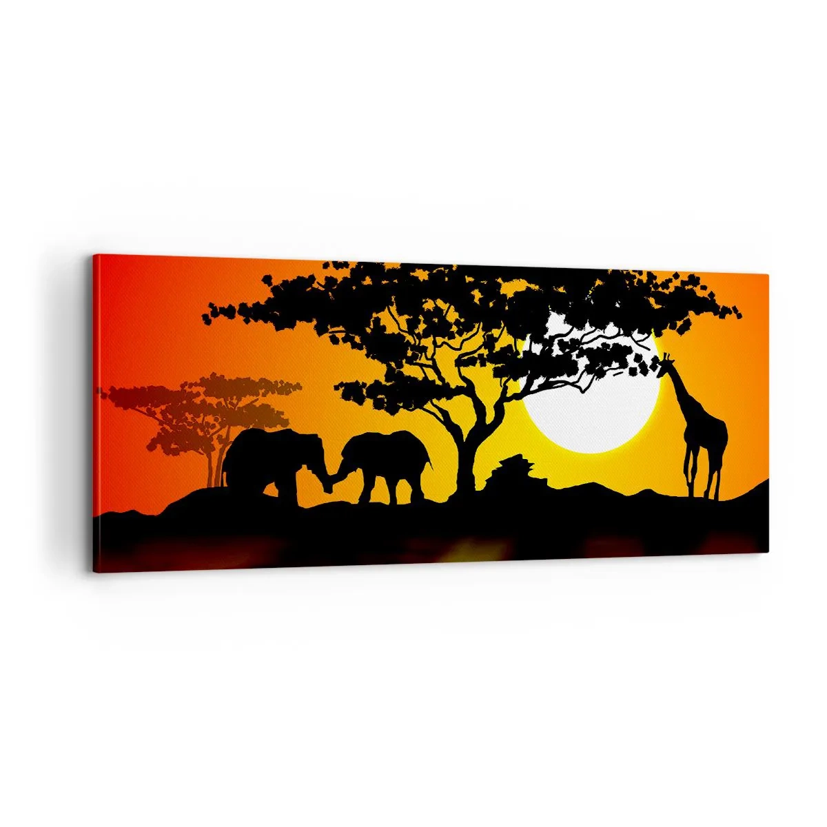 Lærredstryk - Billede på lærred - Møde på savannen - 100x40 cm