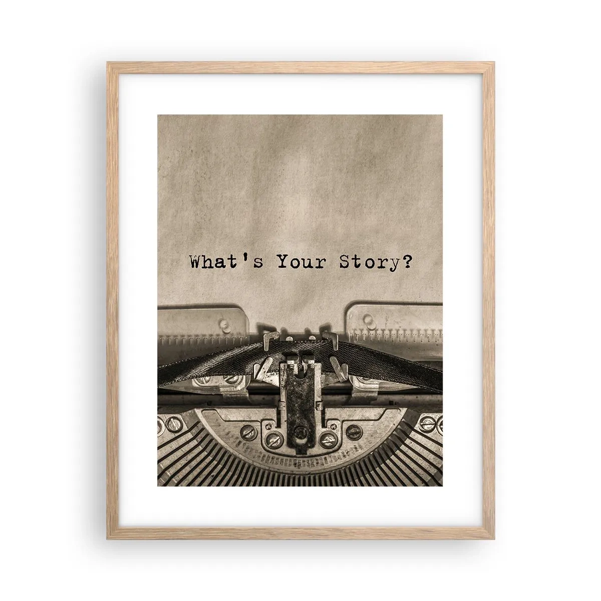 Plakat i ramme af lyst egetræ - Fortæl mig - 40x50 cm