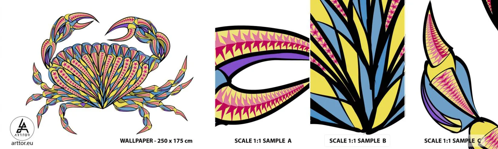 Fototapet Prøve Standard Eco - Havsmykker - Krabbe, For børn, Grafik - 100x30 cm