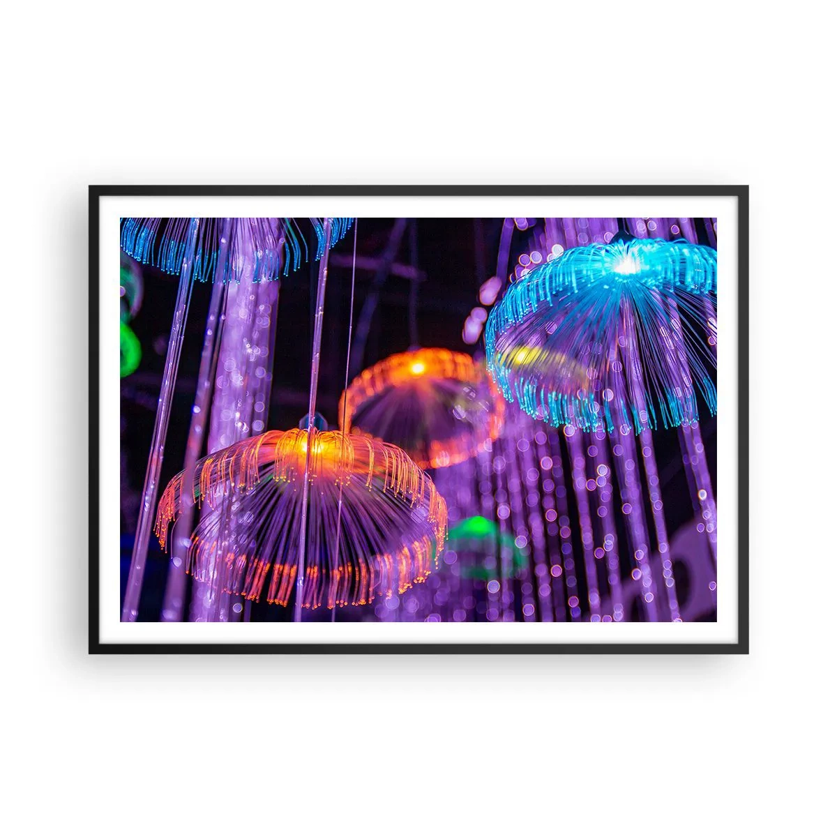 Plakat i sort ramme - Lysende springvand - 100x70 cm