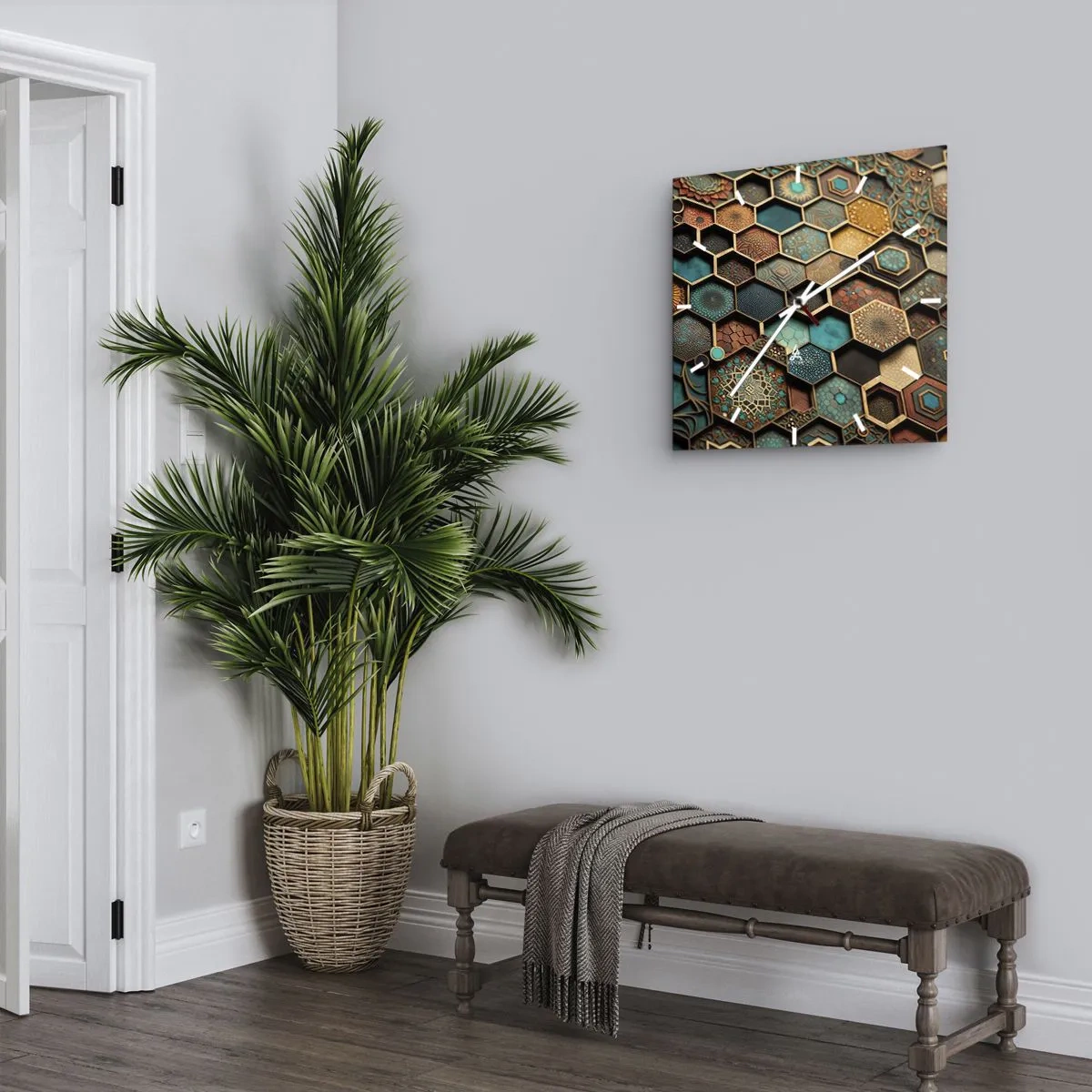 Vægur, Uret - Arabiske ornamenter - en variation - 40x40 cm