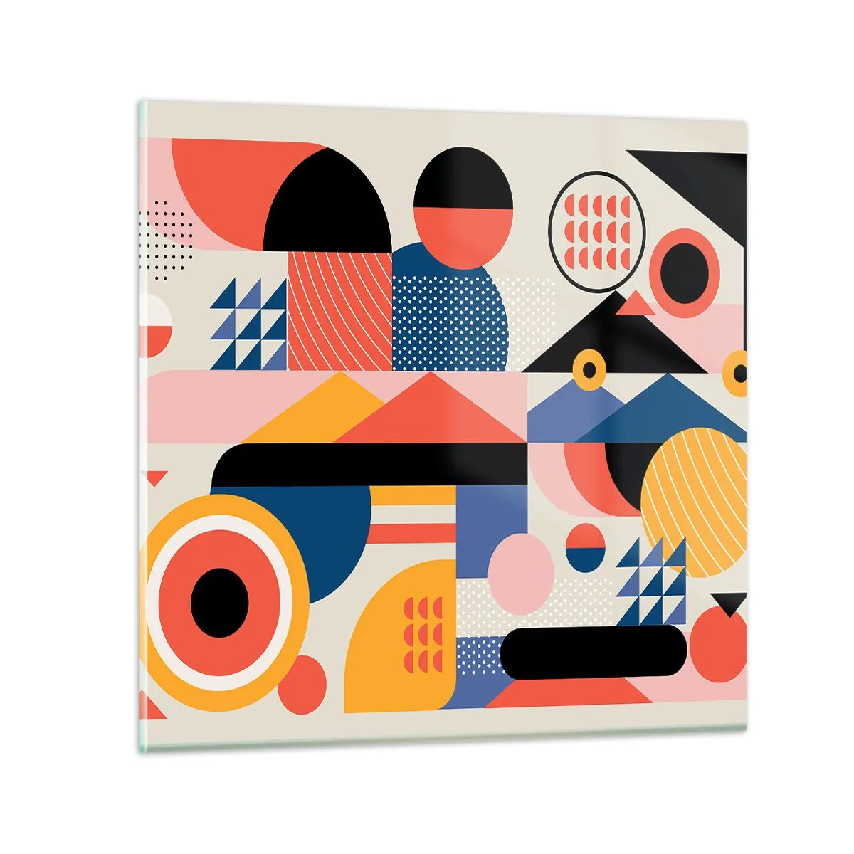 Billede på glas - Komposition: Leg - 70x70 cm