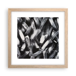 Plakat i ramme af lyst egetræ - Abstraktion i den industrielle ånd - 30x30 cm