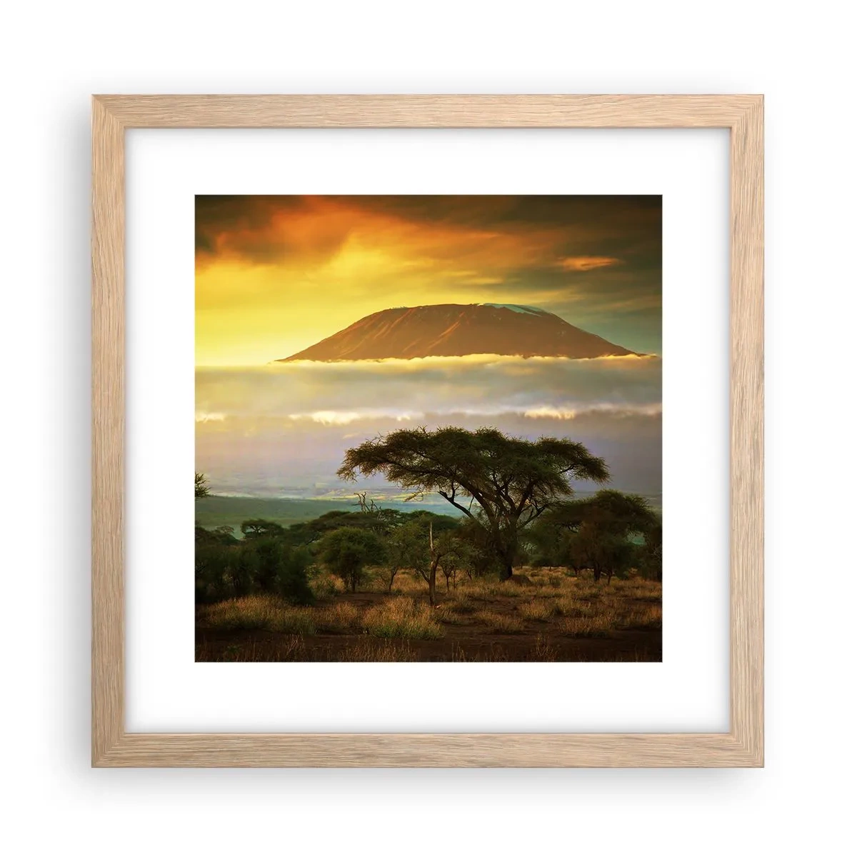 Plakat i ramme af lyst egetræ - En rejsendes drøm - 30x30 cm