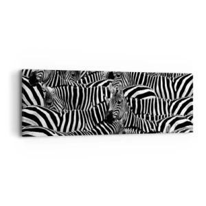 Lærredstryk - Billede på lærred - Stribet gruppeportræt - 90x30 cm