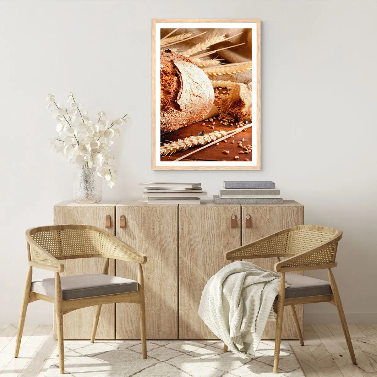 Plakat i ramme af lyst egetræ - Appetitlig, velduftende, sprød - 61x91 cm