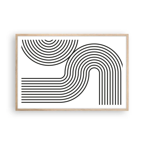 Plakat i ramme af lyst egetræ - På en kurve - 91x61 cm