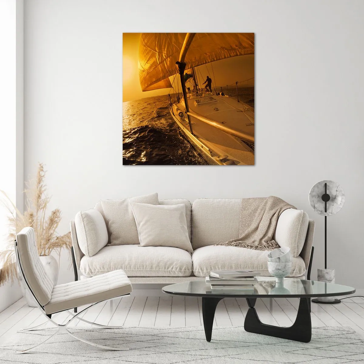 Billede på glas - En gylden aften efter en broget dag - 60x60 cm