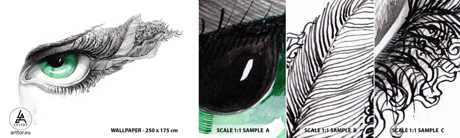 Fototapet Prøve Standard Eco - Smuk og klar til at angribe - Abstraktion, Grafik, Øje - 100x30 cm