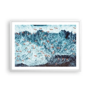 Plakat i hvid ramme - Parade ved havet - 70x50 cm