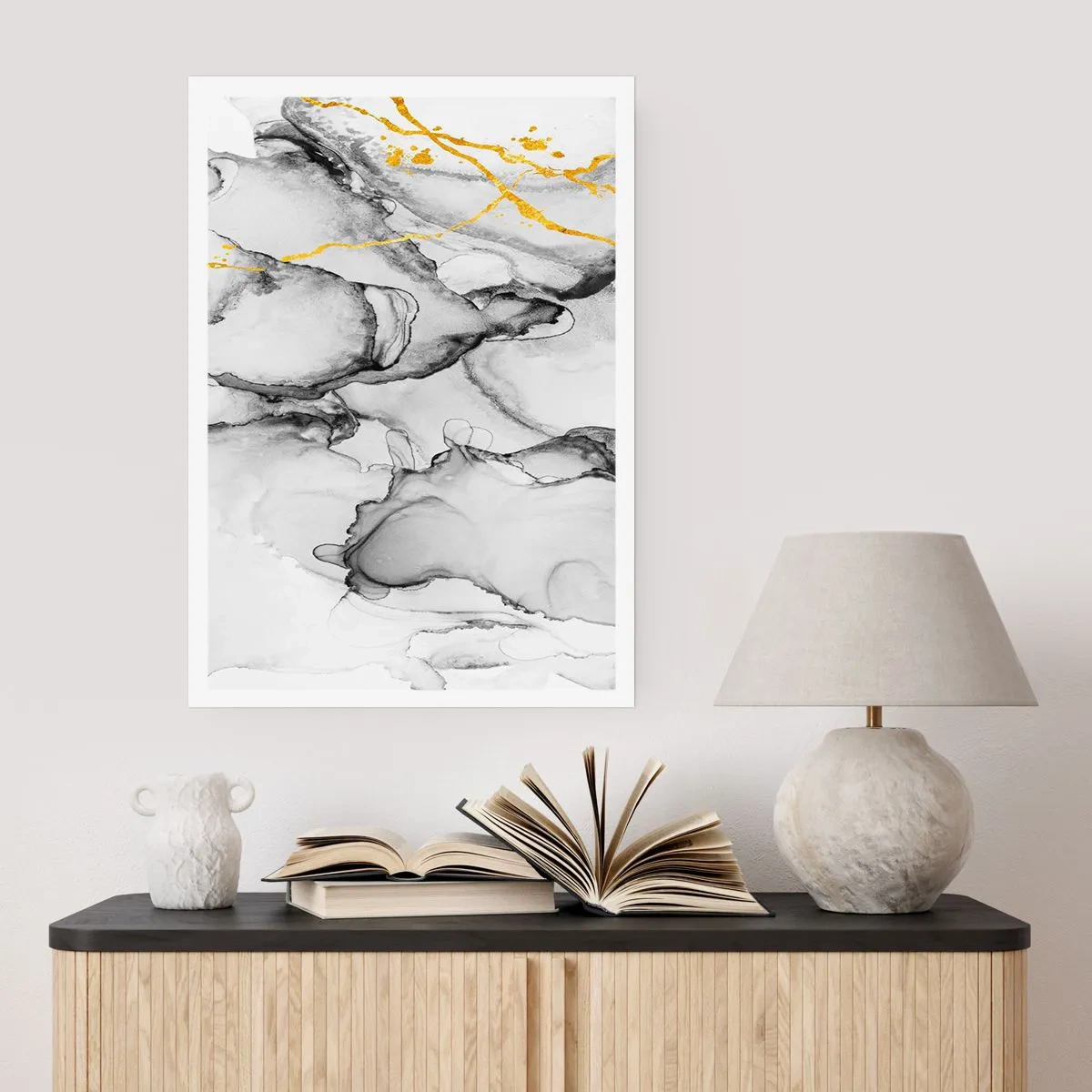 Plakat - Sammensætning med guldmotiv - 61x91 cm