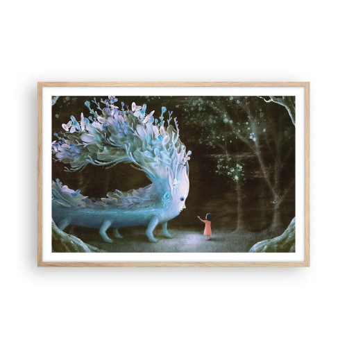 Plakat i ramme af lyst egetræ - Et fantastisk møde - 91x61 cm