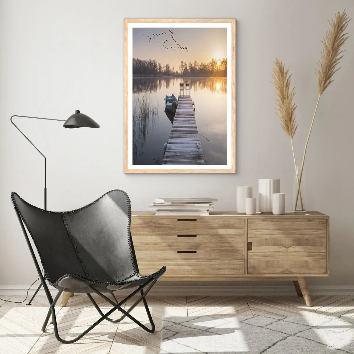 Plakat i ramme af lyst egetræ - Jeg kommer tilbage om et stykke tid - 61x91 cm