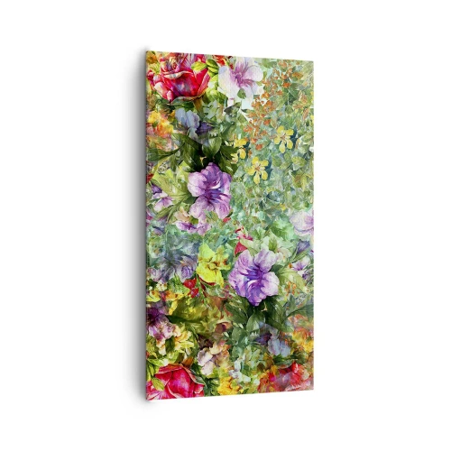 Lærredstryk - Billede på lærred - Ind i blomsterne ved fortabelse - 65x120 cm
