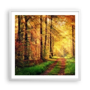 Plakat i hvid ramme - Skovgylden stilhed - 60x60 cm