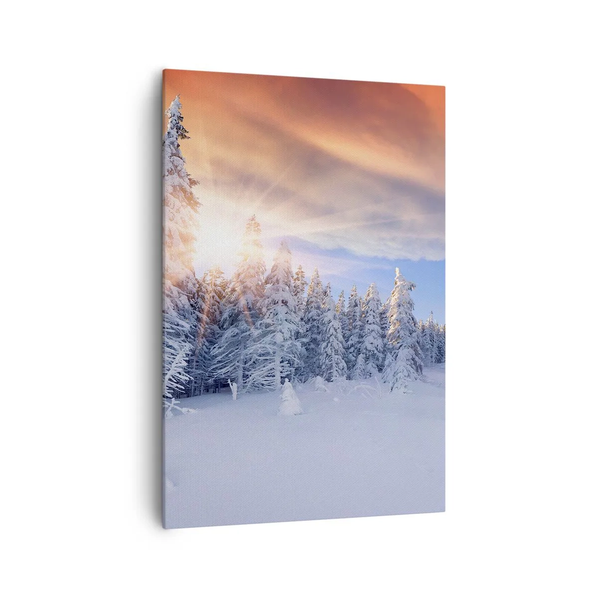 Lærredstryk - Billede på lærred - Et snedækket naturspektakel - 70x100 cm