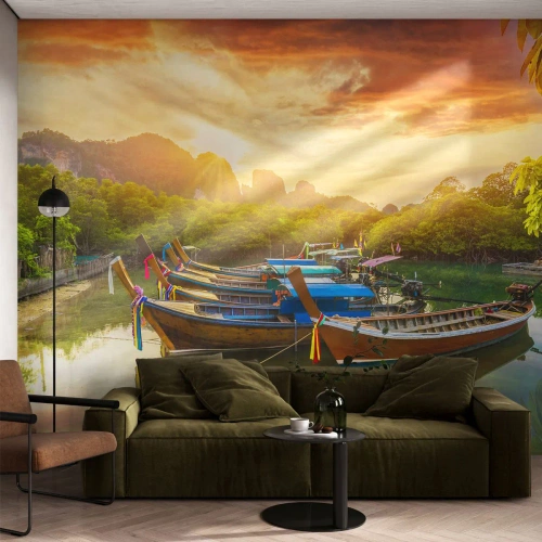 Fototapet på mål Premium Canvas - Før en travl dag - Landskab, Thailand, Hav